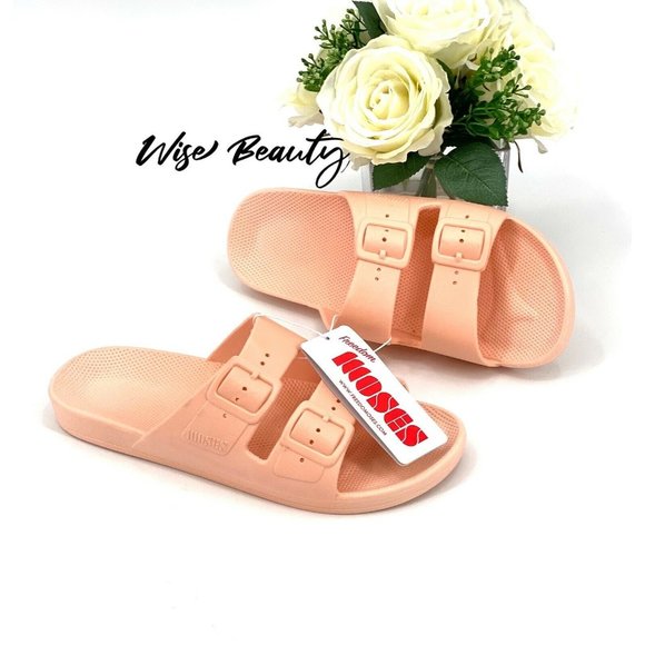 Freedom Moses Womens Two Band Slide Sandals Peach Baby Size 10-10.5 Shoe NWT! - Picture 8 of 10